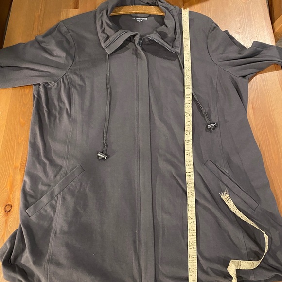 Eileen fisher women sustainable organic cotton funnel neck jacket sz L gray - Picture 6 of 9